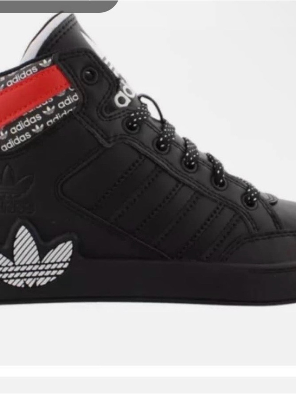 adidas Kids Black High-Top Sneakers with Red Stripe